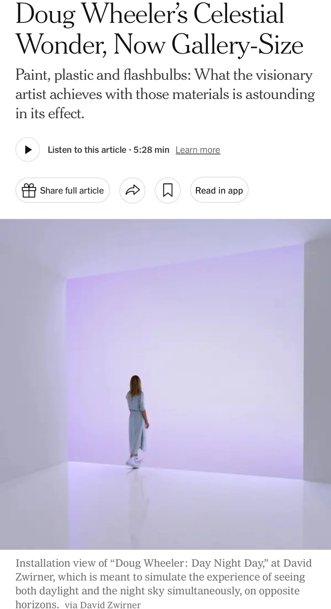 Which New Yorker hasn't seen Doug Wheeler? I'm literally crying.