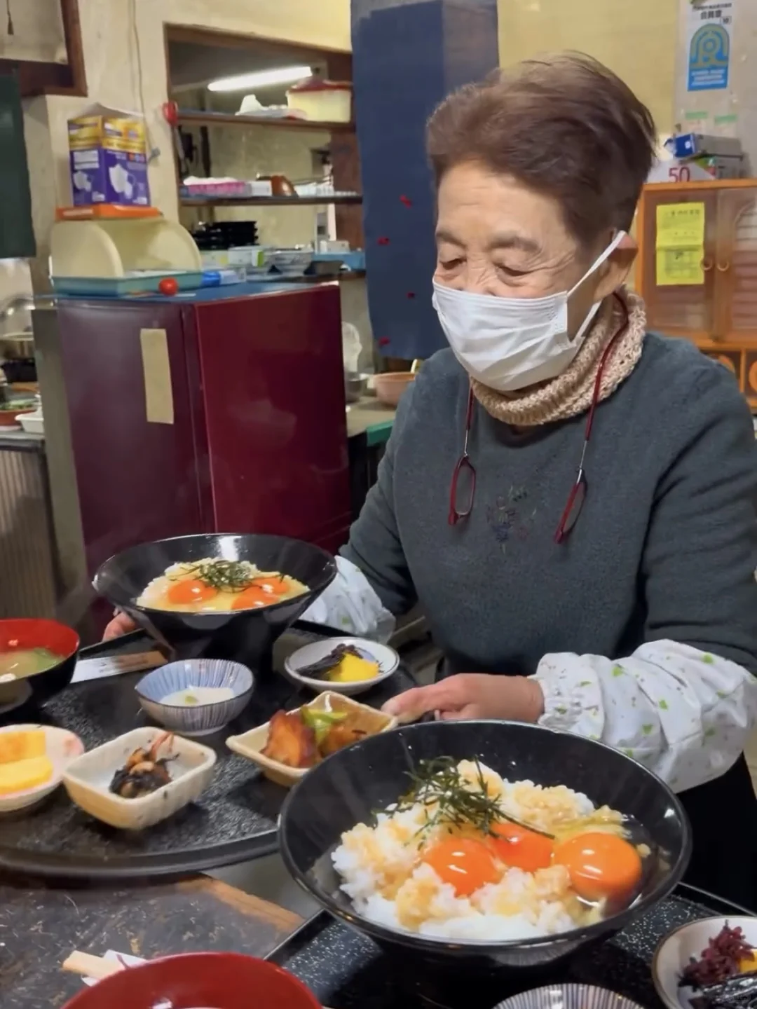 Kyoto Grandma's 1250 Yen Egg-Mixed Rice Set Meal
