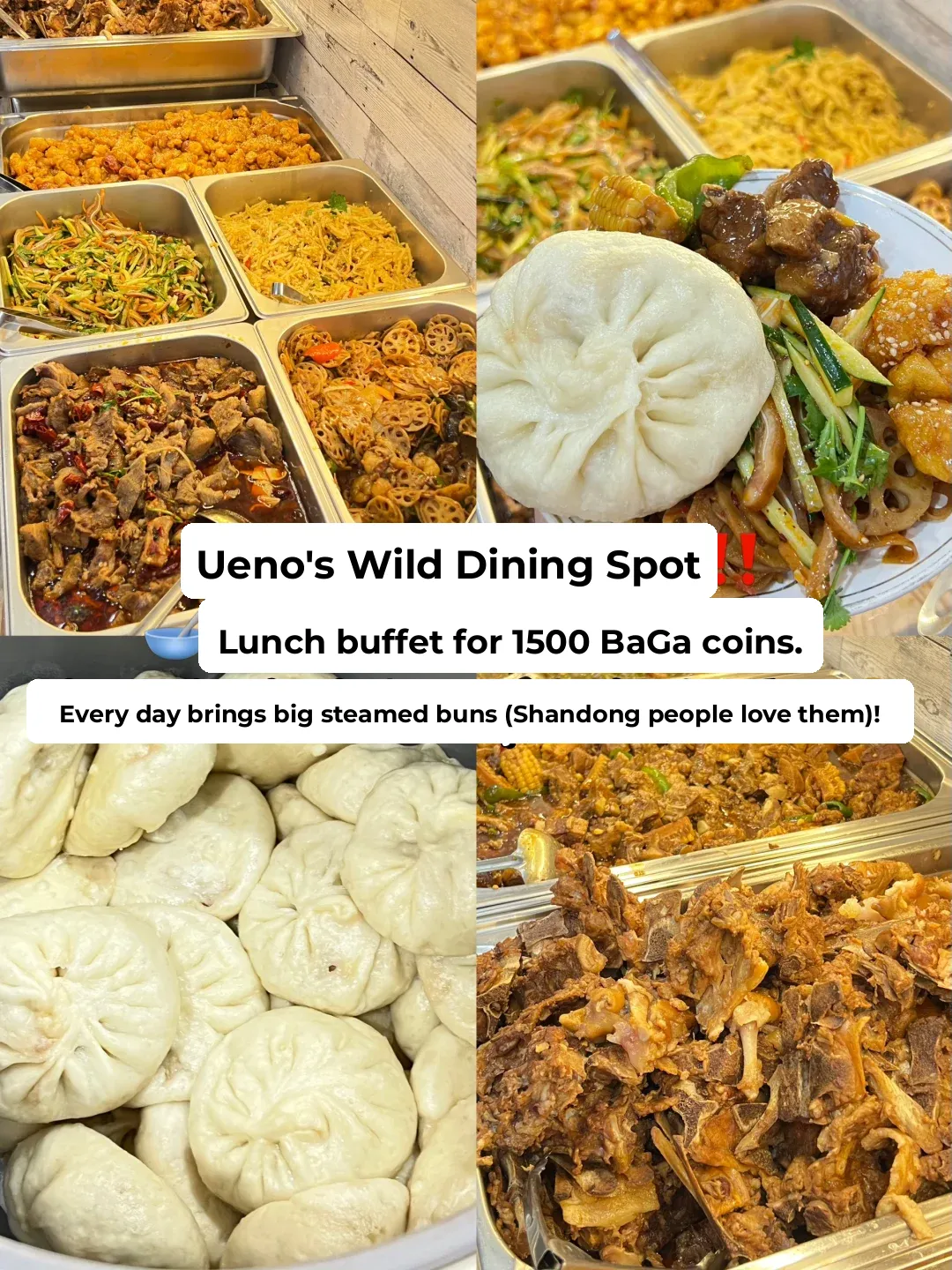Ueno📍I’m overwhelmed 😭 Shandong folks love their giant steamed buns at this lunch buffet!