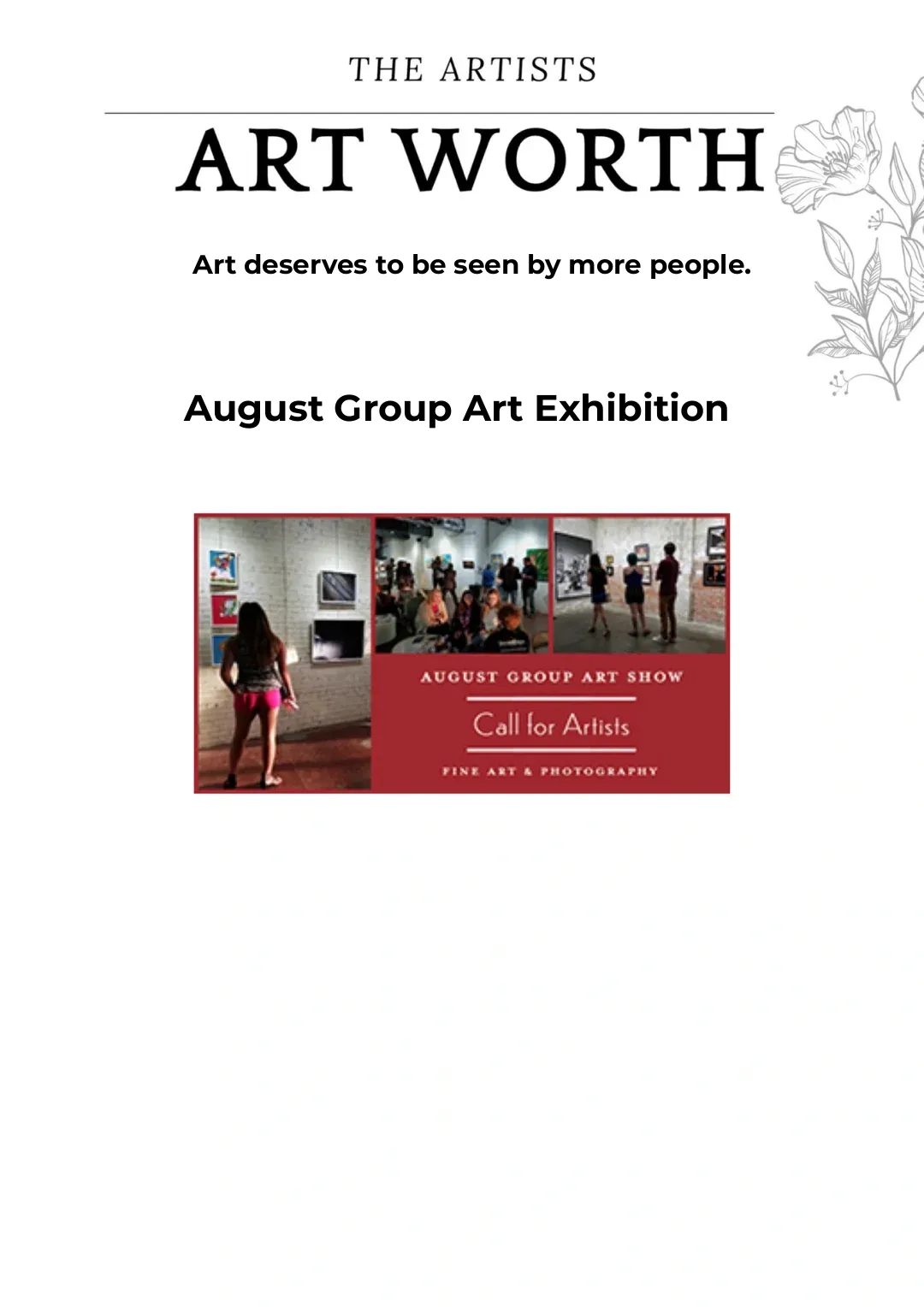 Call for Submissions｜August Group Art Exhibition