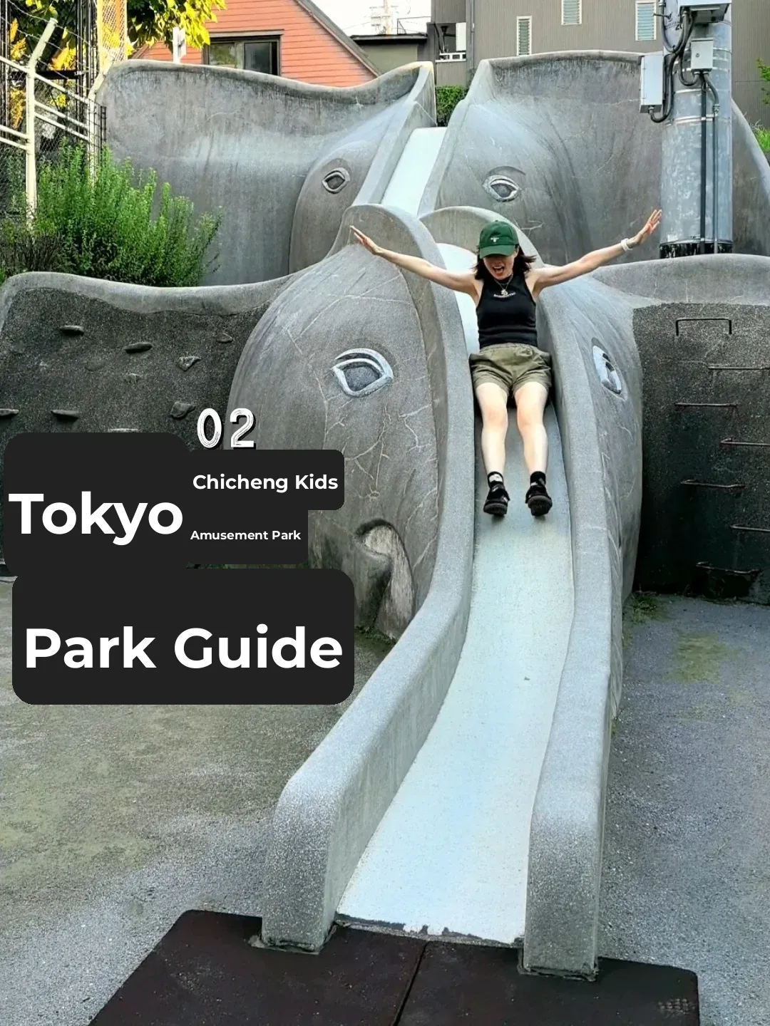 "This is the first time I've ridden such an adorable 🐘 slide!"