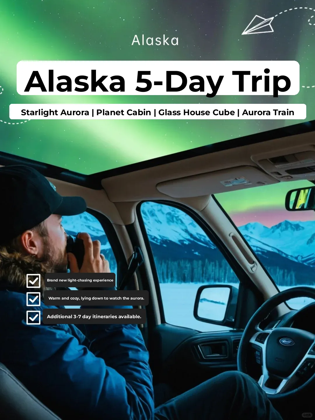 New Aurora Experience in Alaska | Dome Bus and Planet Cabins