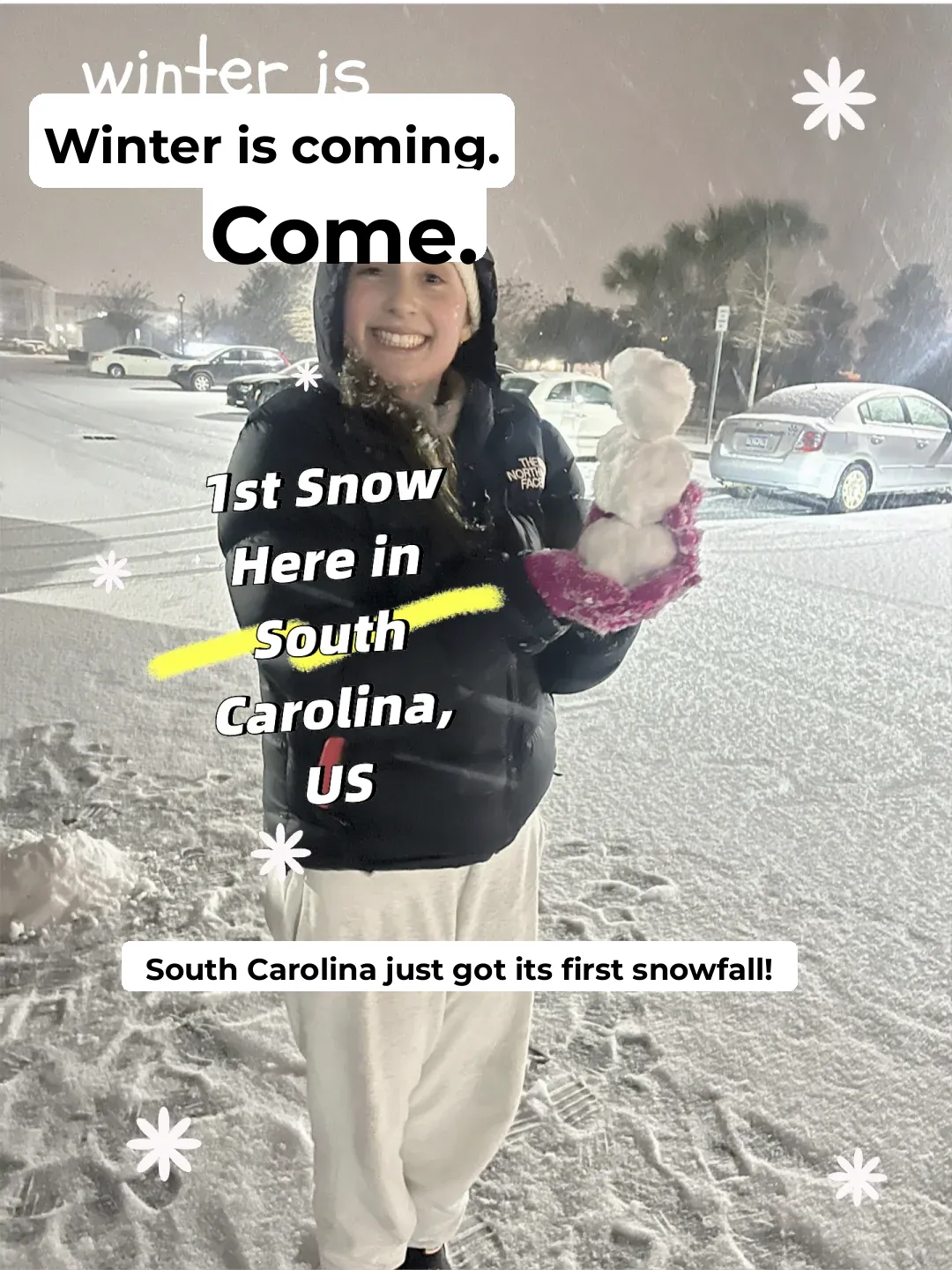 "Embracing the Snowfall!"