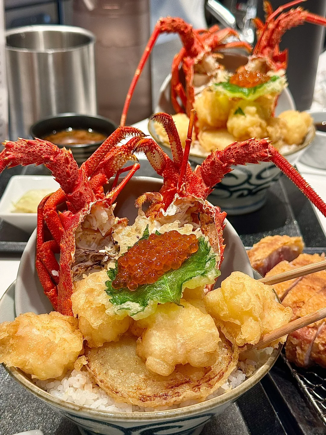 Osaka 🇯🇵 Freshly Fried Giant Lobster Tempura Donburi 🦞
