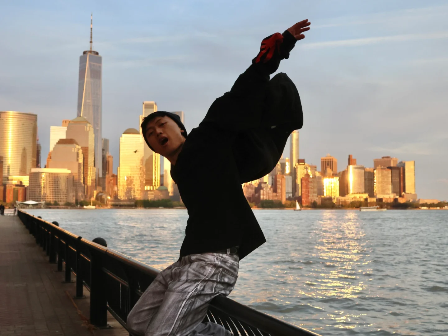 With the Golden Manhattan Skyline Behind Me!