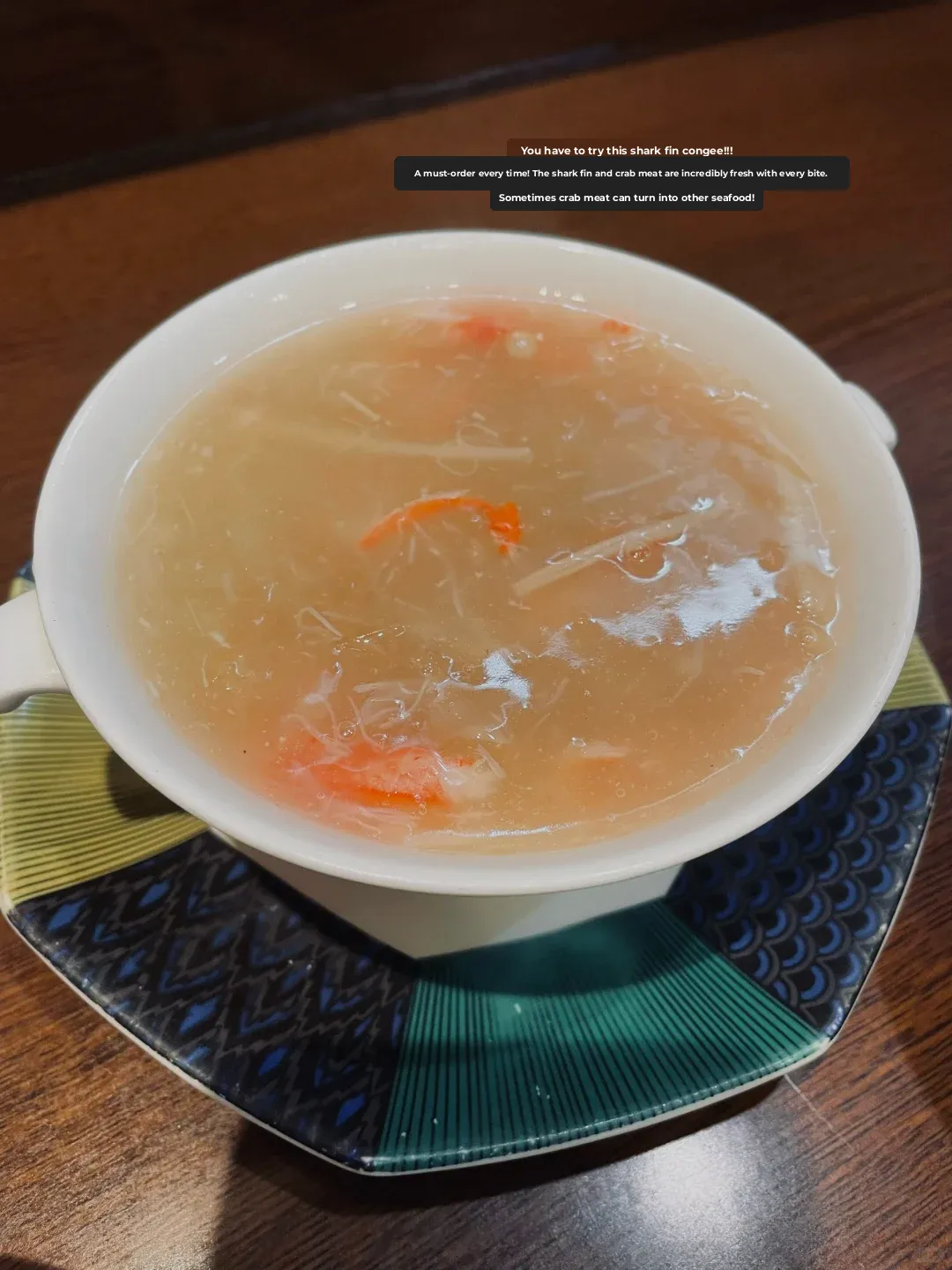 🇯🇵 Kyoto Chinese Cuisine: A Surprising Delight - Shark Fin & Crab Meat Congee